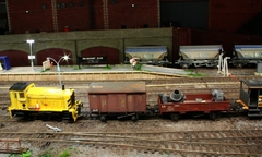 97652 shunts a short departmental train.